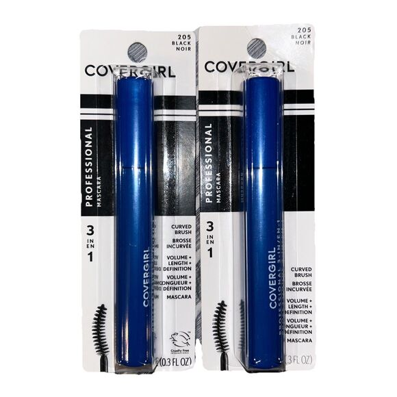 PACK OF 2 - CoverGirl Professional 3 in 1 Mascara - #205 Black, Curved Brush‎ - Picture 1 of 2